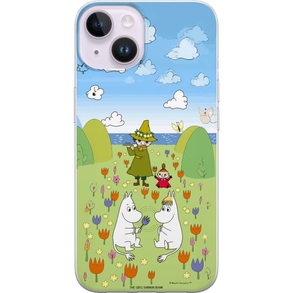 Kompatibelt Mobildeksel til Apple iPhone 14 Mumin i blomsteräng grønn