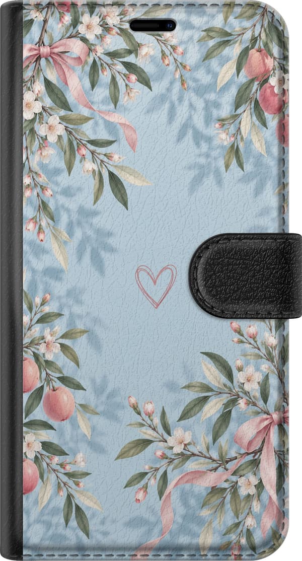 Kompatibelt Lommeboketui til Xiaomi Redmi 10C Blomsterhjerte blå