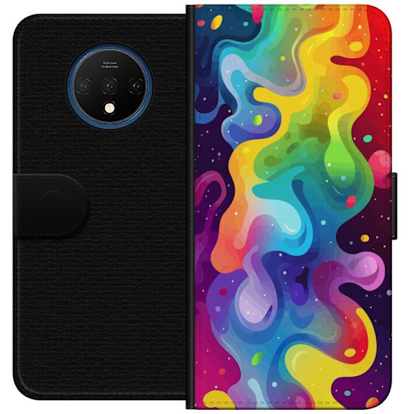 OnePlus 7T Plånboksfodral Color Splash Abstrakt Konst Design Färgstarkt Mönster Modern Populär Väggkonst Grafiskt Trend