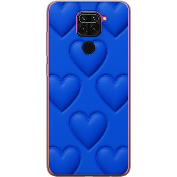 Xiaomi Redmi Note 9 Gjennomsiktig deksel Blå Hjerter