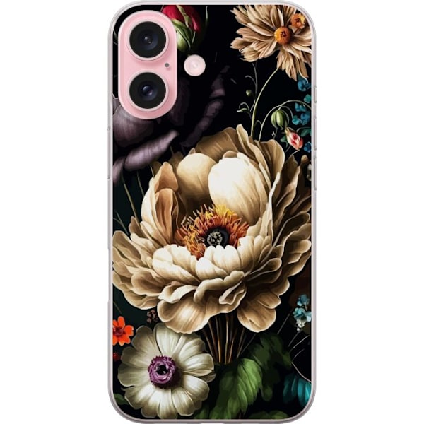 Apple iPhone 16 Gennemsigtig cover Blomster