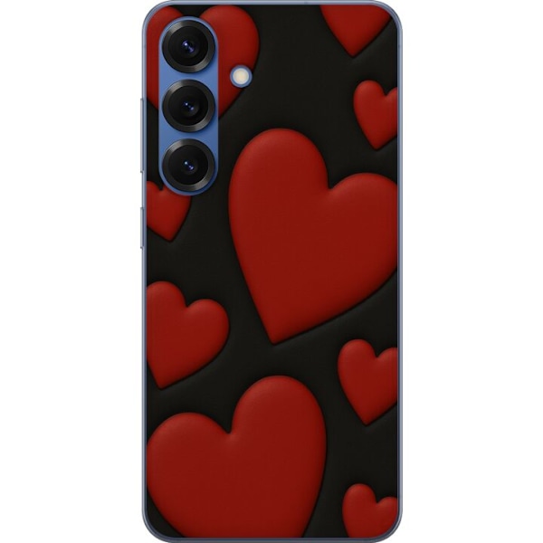 Samsung Galaxy S25+ Läpinäkyvä kuori Punaiset Samettisydämet