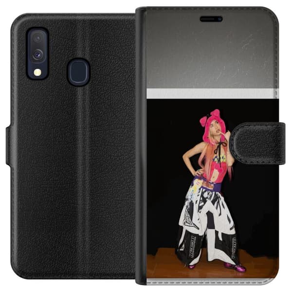 Kompatibel Tegnebogsetui til Samsung Galaxy A40 KATSEYE rosa modeporträtt sort