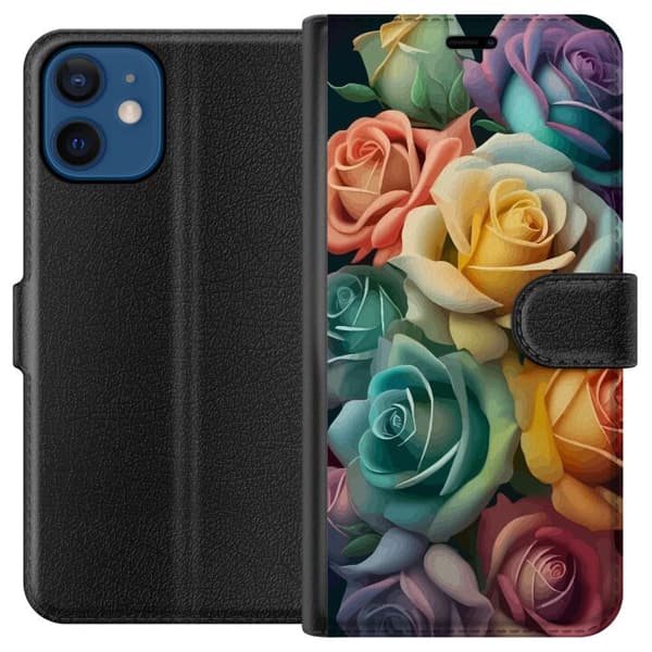 Kompatibelt Plånboksfodral till Apple iPhone 12 mini Färgglada rosor