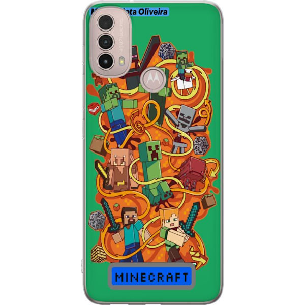 Motorola Moto E40 Gennemsigtig cover Minecraft