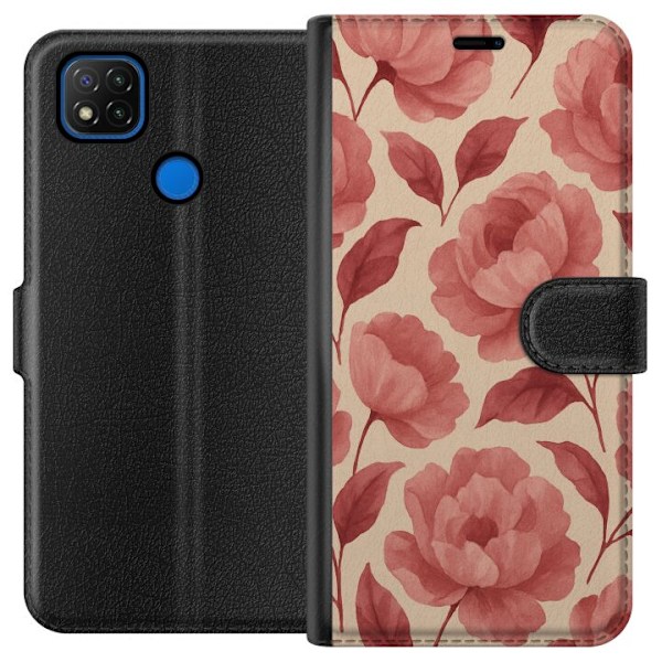 Xiaomi Redmi 9C Tegnebogsetui Roseblomst