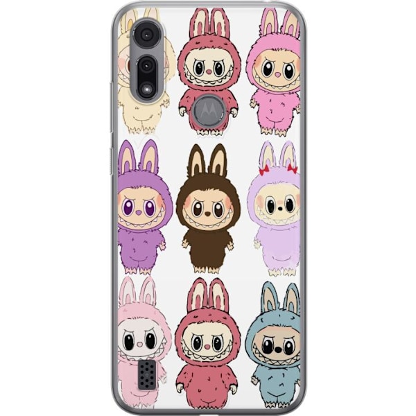 Motorola Moto E6i Genomskinligt Skal Labubu Pink Monster – P