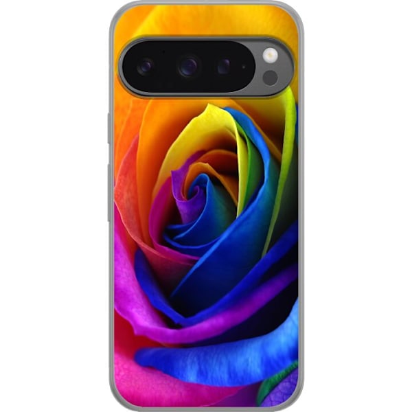 Google Pixel 9 Pro XL Gennemsigtig cover Regnbue Rose