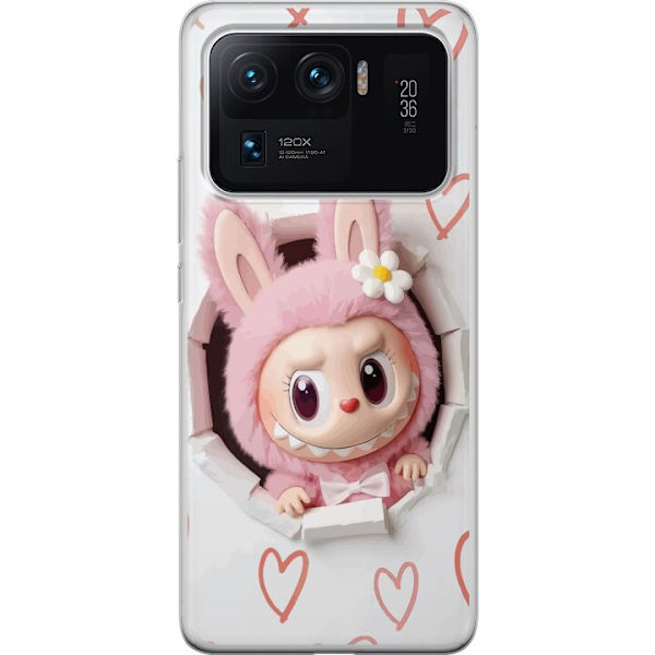 Xiaomi Mi 11 Ultra Läpinäkyvä kuori Labubu Sydän Taustakuva Pop Mart Rakkausteema Hahmodesign Suosittu Motiivi Keräilytaideteossarja