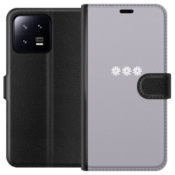 Xiaomi 13 Lompakkokotelo Lila Blomminimalismi - tyylikäs kukkakuva lila taustalla