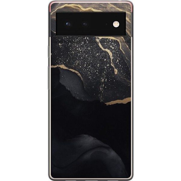 Google Pixel 6 Gennemsigtig cover Sort guld abstrakt