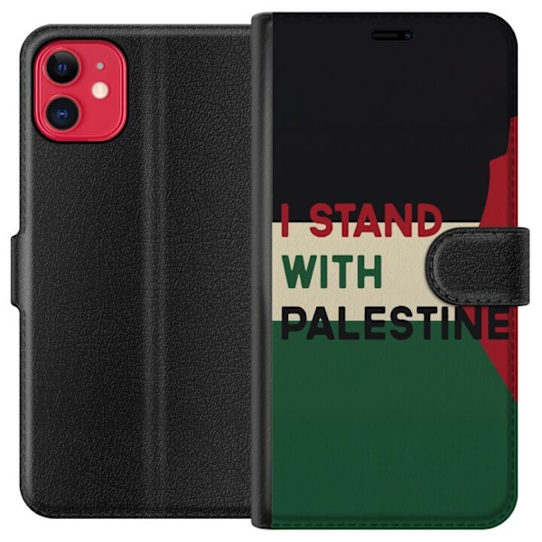 Apple iPhone 11 Plånboksfodral Stand with Palestine – solidaritetsdesign med starkt budskap