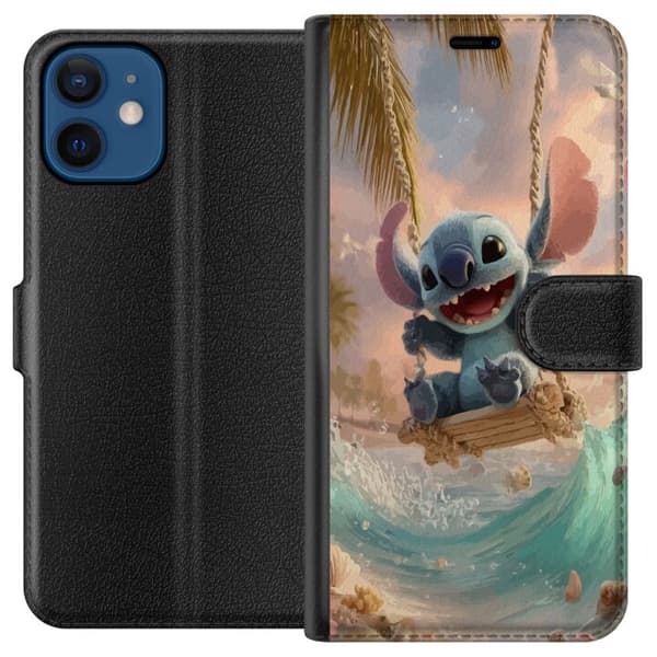 Kompatibel Tegnebogsetui til Apple iPhone 12 Disney Stitch blå alien sød figur samlerobjekt
