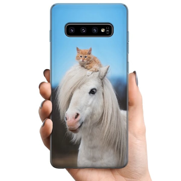 Samsung Galaxy S10 TPU Matkapuhelimen kuori Hevonen & Kissan