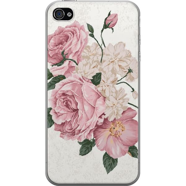 Kompatibelt Mobilskal till Apple iPhone 4 Rosa rosbukett rosa