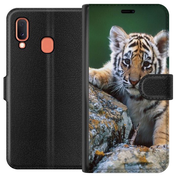 Samsung Galaxy A20e Tegnebogsetui Tiger