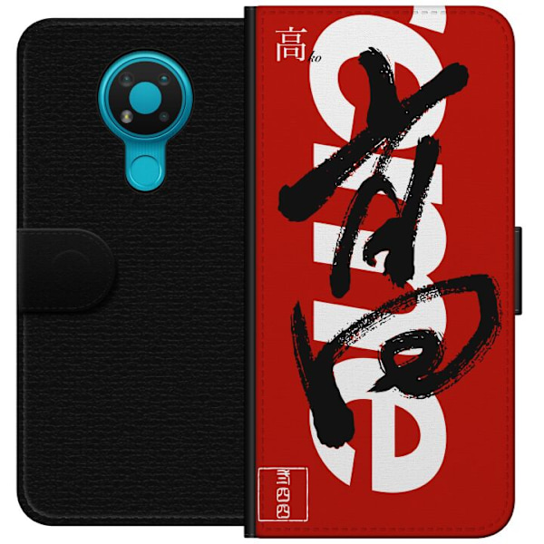 Nokia 3.4 Lompakkokotelo Supreme Punainen Graffiti Katupukeutuminen Suunnittelu Muotikuvake Trendikäs Graffiti Kuviointi Suosittu Urbaani Katumuoti