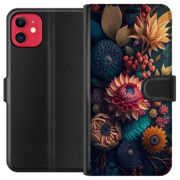Kompatibel Tegnebogsetui til Apple iPhone 11 Blommor