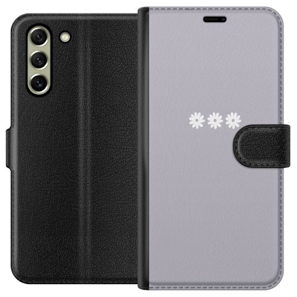 Samsung Galaxy S21 FE 5G Lompakkokotelo Lila Blomminimalismi - tyylikäs kukkakuva lila taustalla