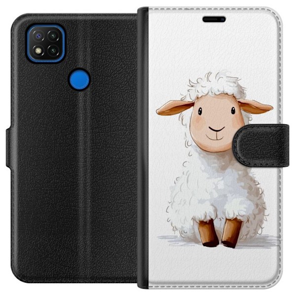 Xiaomi Redmi 9C Tegnebogsetui Sødt Lamm - tegneseriestil til