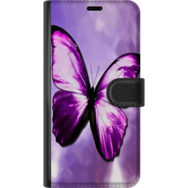 Samsung Galaxy S21 Lommeboketui Lilla sommerfugl