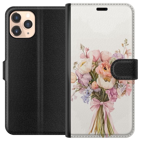 Apple iPhone 11 Pro Plånboksfodral Mobilskal med färgglad blombukett i romantisk stil