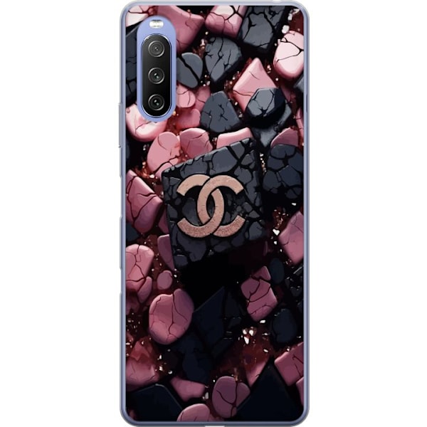 Sony Xperia 10 III Genomskinligt Skal Chanel Black and Pink