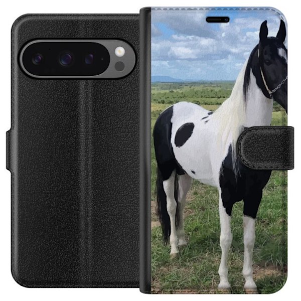 Google Pixel 9 Pro XL Tegnebogsetui Hestemagi - stiliseret hest i en rolig farveskala