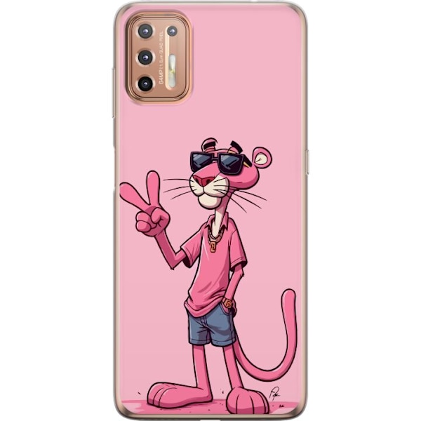 Motorola Moto G9 Plus Gennemsigtig cover Pink Panter Peace