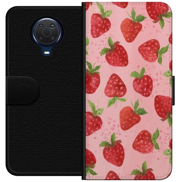 Nokia G20 Plånboksfodral Strawberry Dreams – jordgubbsmönster i retrostil