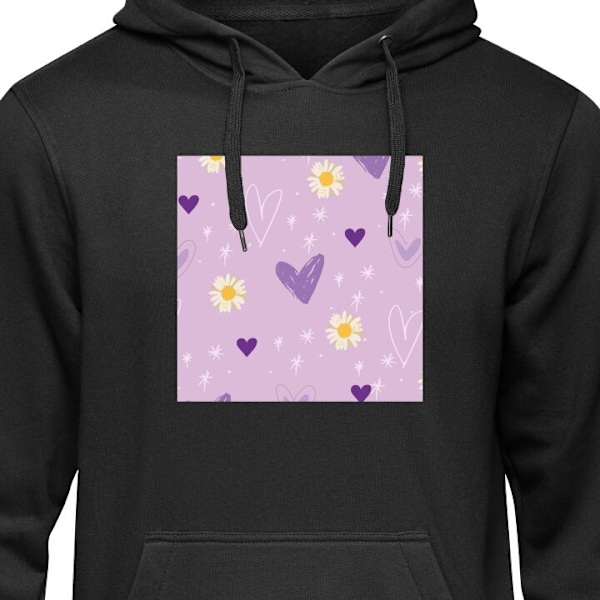 Hoodie til Voksen | Behagelig Hættetrøje Blomster sort XL