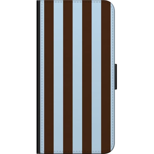 Kompatibelt Lommeboketui til Xiaomi Redmi Note 9 4G Blåbrune striper brun