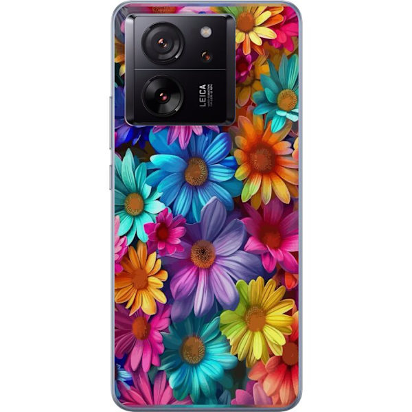 Xiaomi 13T Genomskinligt Skal Gerbera Blommor Färgglad Dekor Blommotiv Populärt Heminredning Färg Rik Väggkonst Design
