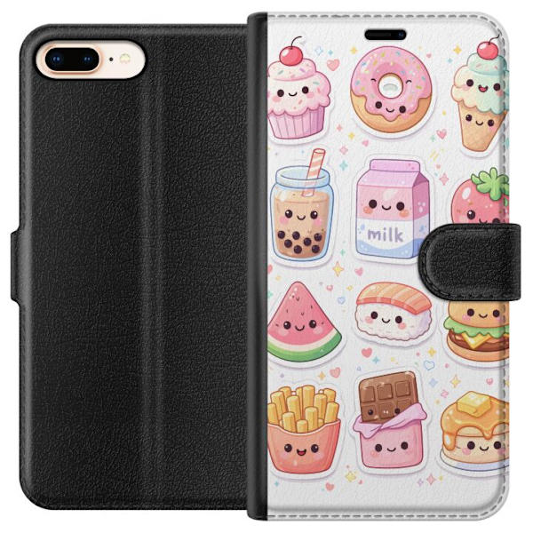 Kompatibel Tegnebogsetui til Apple iPhone 8 Plus pixelmonster grön