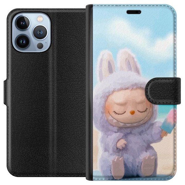 Apple iPhone 13 Pro Max Lompakkokotelo Labubu Vaaleanpunainen Tunnelma