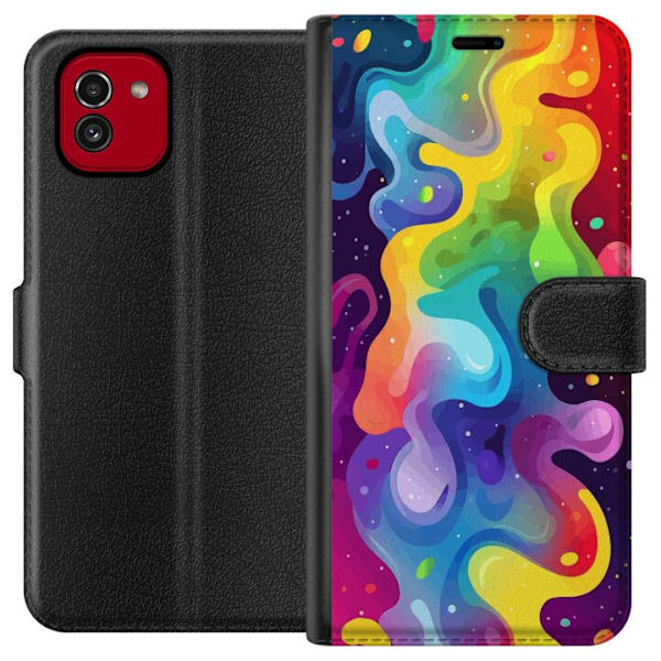Samsung Galaxy A03 Plånboksfodral Color Splash Abstrakt Konst Design Färgstarkt Mönster Modern Populär Väggkonst Grafiskt Trend