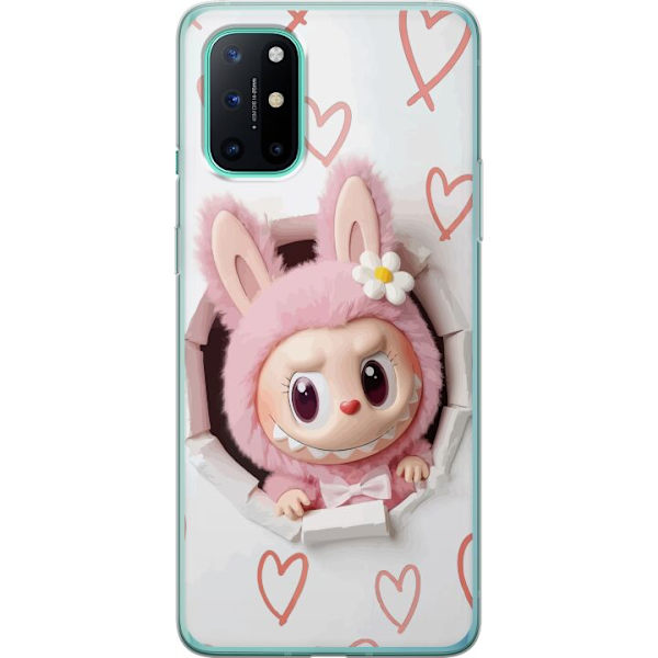 OnePlus 8T Läpinäkyvä kuori Labubu Sydän Taustakuva Pop Mart Rakkausteema Hahmodesign Suosittu Motiivi Keräilytaideteossarja
