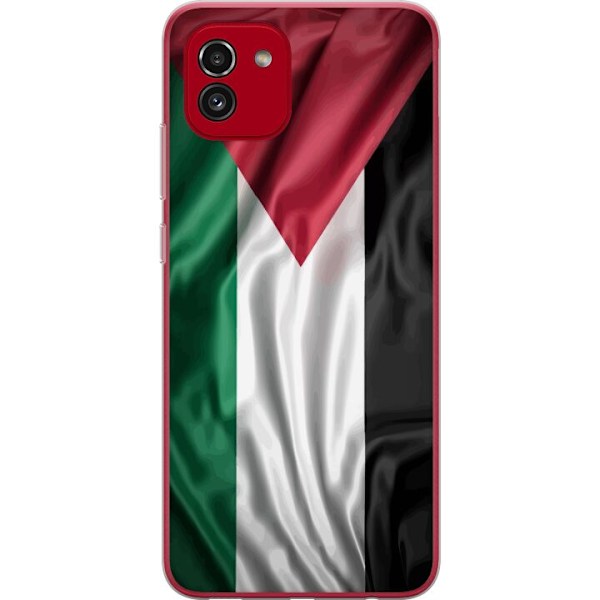 Samsung Galaxy A03 Gennemsigtig cover Palestinaflaget – ikonisk frihedssymbol i rød, sort, hvid og grøn