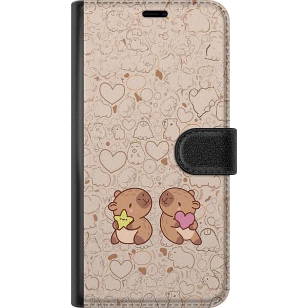 Kompatibel Tegnebogsetui til Apple iPhone 14 Pro Søde kapivarer med hjerte og stjerne i sød kawaii-design med bløde pastelfarver beige