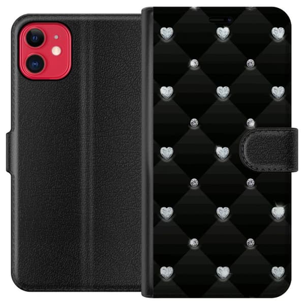 Kompatibel Tegnebogsetui til Apple iPhone 11 Bling Hjerte