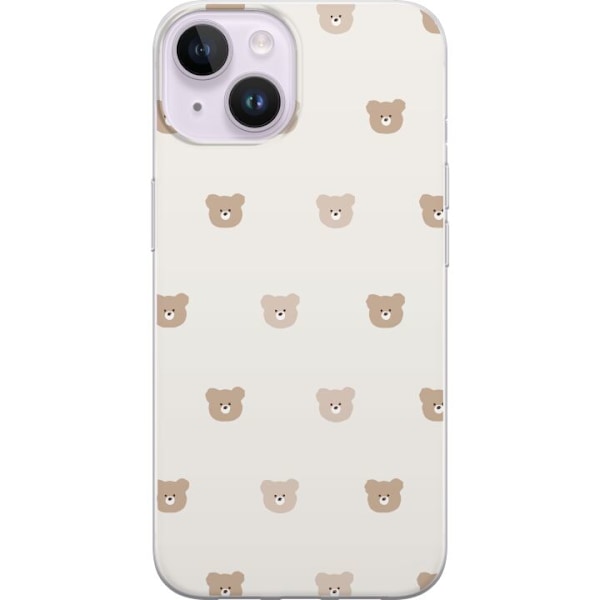 Apple iPhone 14 Gennemsigtig cover Teddybaggrund - søde teddybjørne mod en blød baggrund