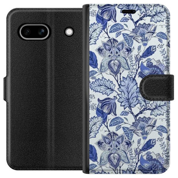 Google Pixel 7a Tegnebogsetui Blomster Blå...