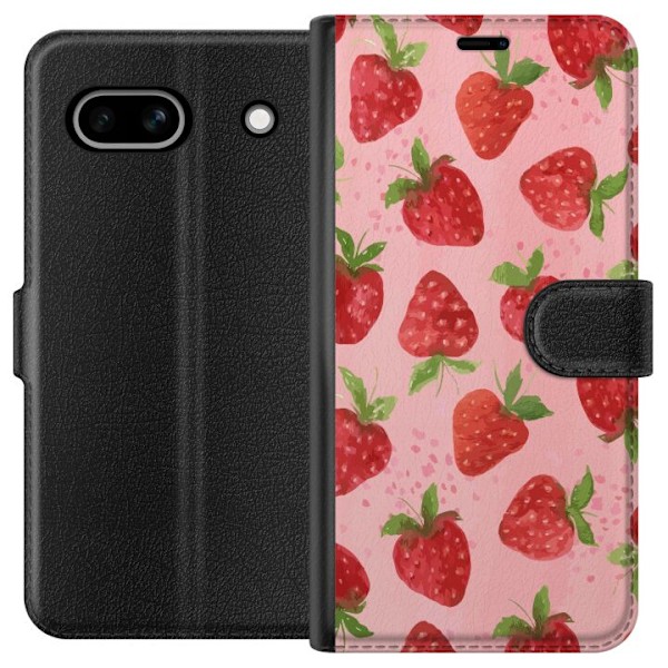 Google Pixel 7a Plånboksfodral Strawberry Dreams – jordgubbsmönster i retrostil