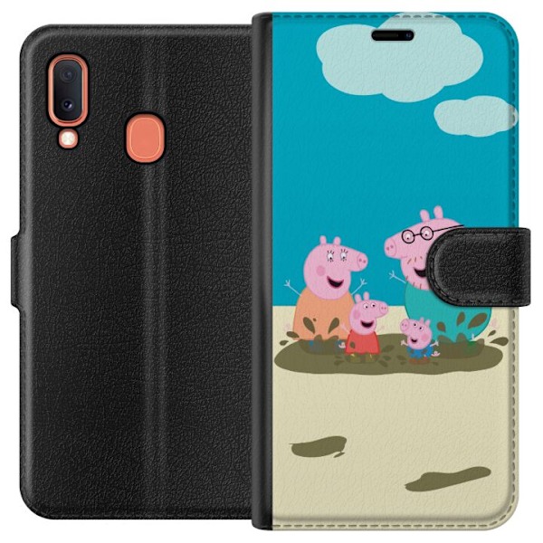 Samsung Galaxy A20e Tegnebogsetui Greta Gris Familie Georg Mud