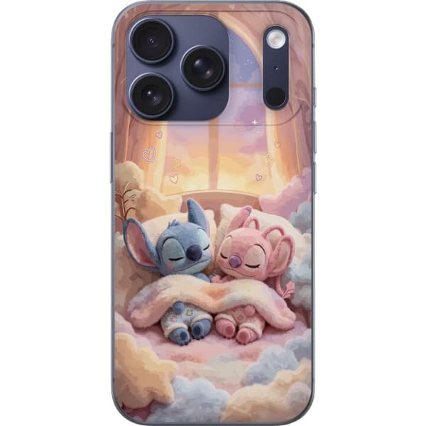 Kompatibelt Mobildeksel til Apple iPhone 18 Pro Sovende blå og rosa figurer i et koselig pastellmiljø rosa