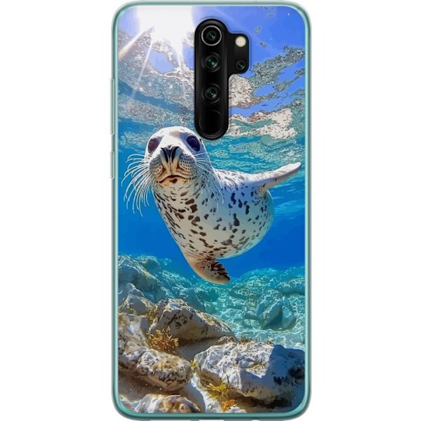 Xiaomi Redmi Note 8 Pro  Genomskinligt Skal Säl Hav Simmande Djurmotiv Natur Vattenmotiv Blå Design Marint Tema Populärt Motiv Djurliv