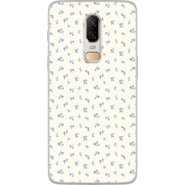 Kompatibelt Mobilskal till OnePlus 6 Beige blomgrafik beige