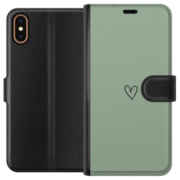 Apple iPhone X Lompakkokotelo Sydän Vihreä
