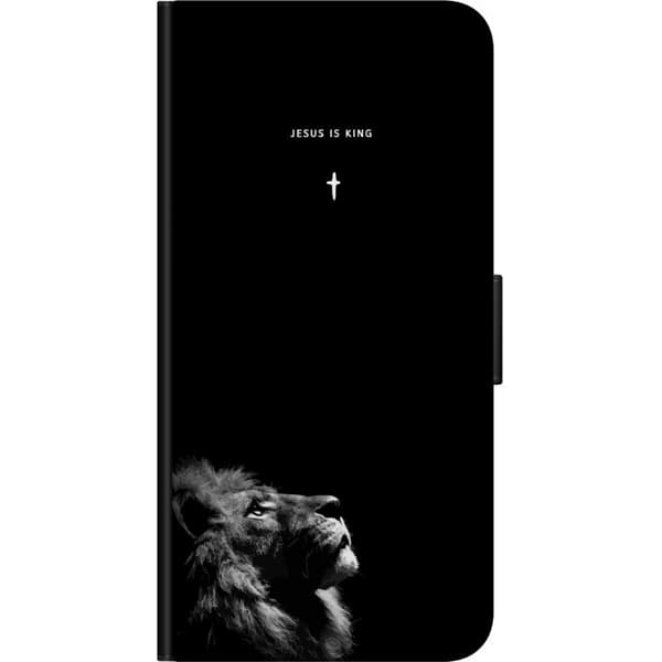 Kompatibel Tegnebogsetui til Samsung Galaxy Note9 Lejon med Jesus is King citat sort