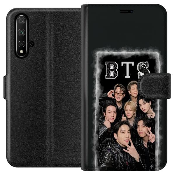 Kompatibel Tegnebogsetui til Honor 20 BTS-medlemmer poserer sammen i sorte outfits for en selfie sort